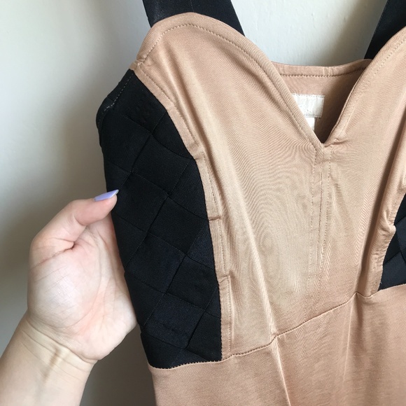 H&M Nude and Black Body Con Dress with Pencil Skirt - Size 8 - Picture 3 of 8